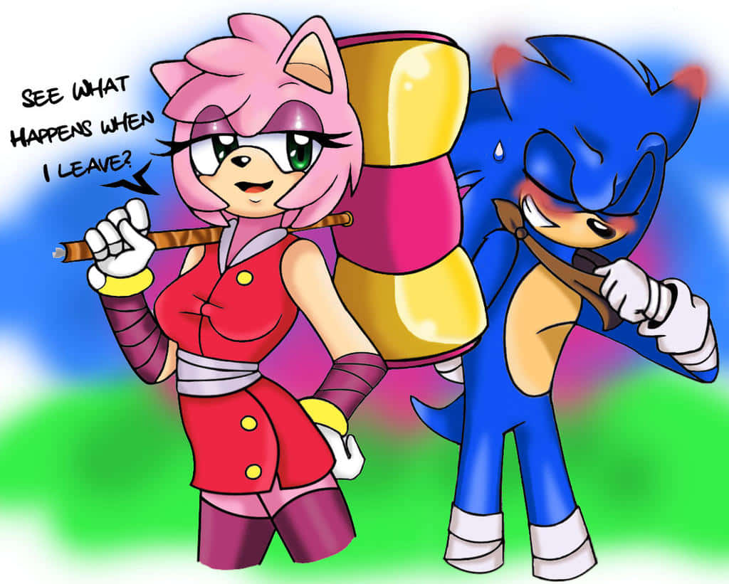 Sonic And Amy's Sweet Moments Wallpaper