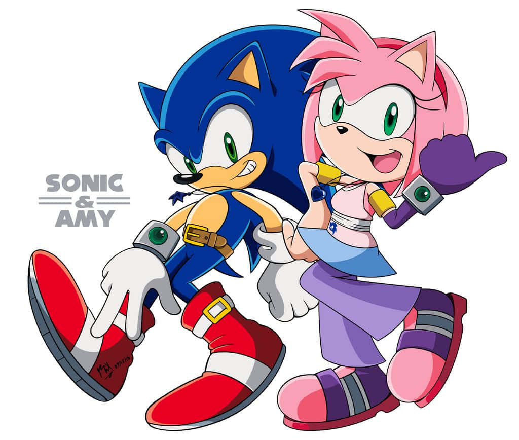 Sonic And Amy Share An Adventure Together Wallpaper