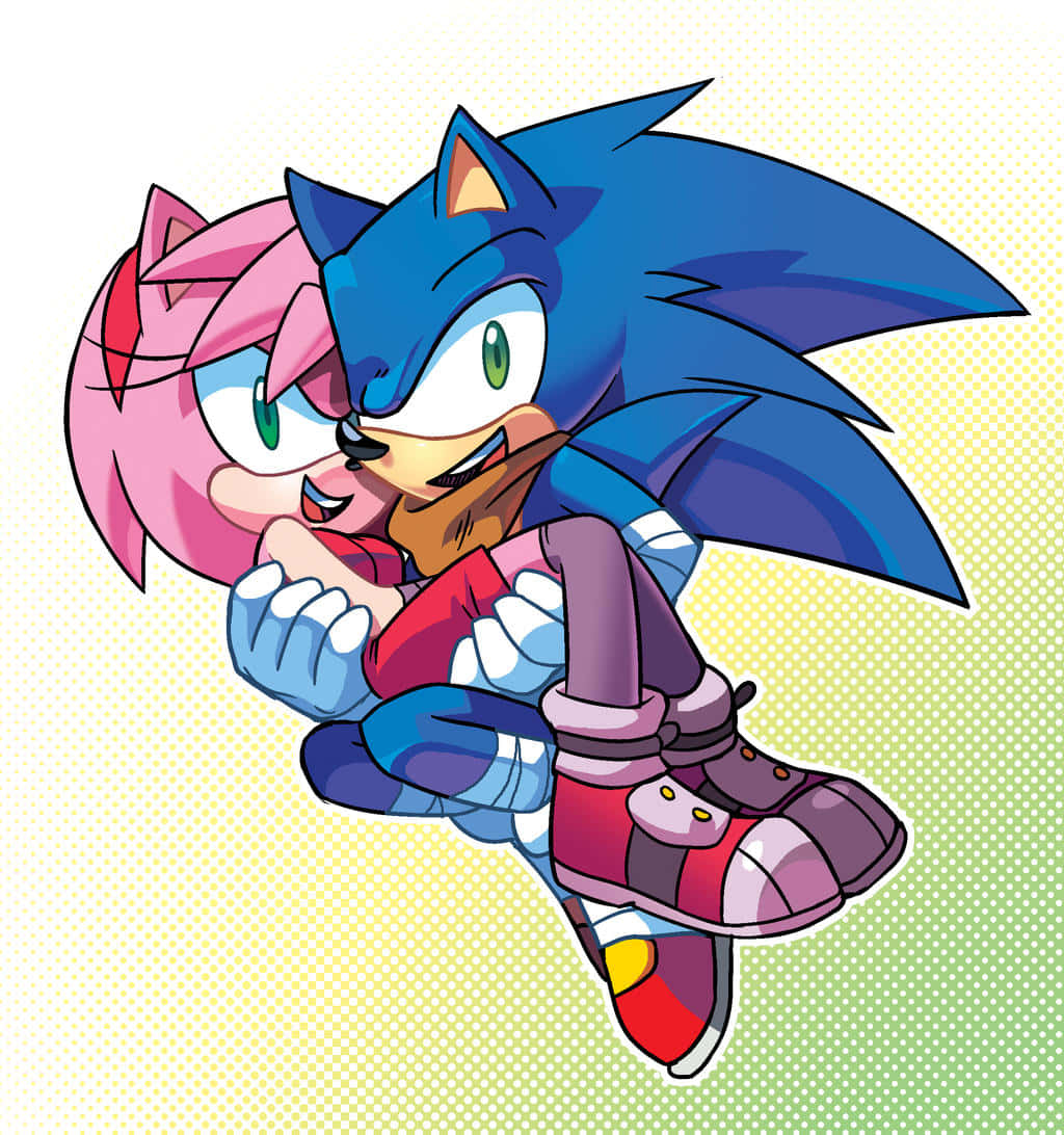 Sonic And Amy Together In Love Wallpaper