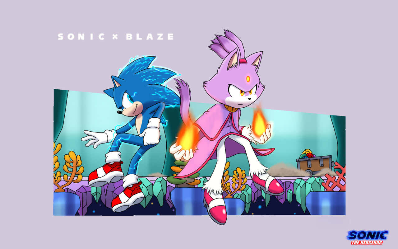 Sonic And Blaze In Action Wallpaper