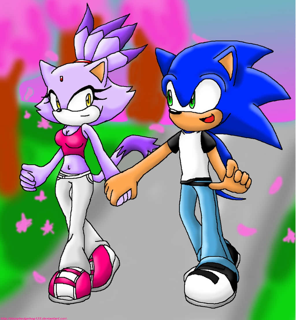 #=sonic And Blaze Racing To Adventure Wallpaper