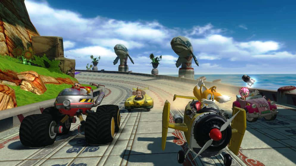 Sonic And Friends Speed Through Thrilling Races In Sonic & All-stars Racing Transformed! Wallpaper