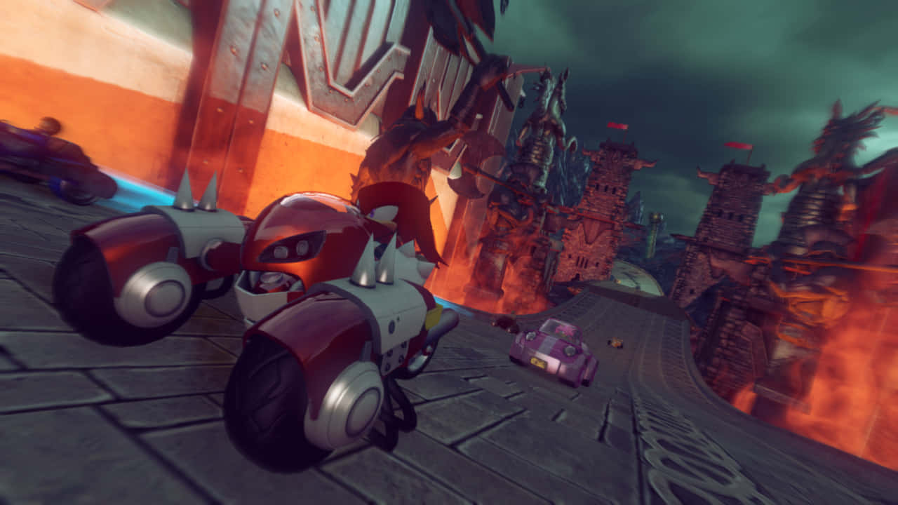 Sonic And Friends Take The Race To New Heights In Sonic & All-stars Racing Transformed Wallpaper