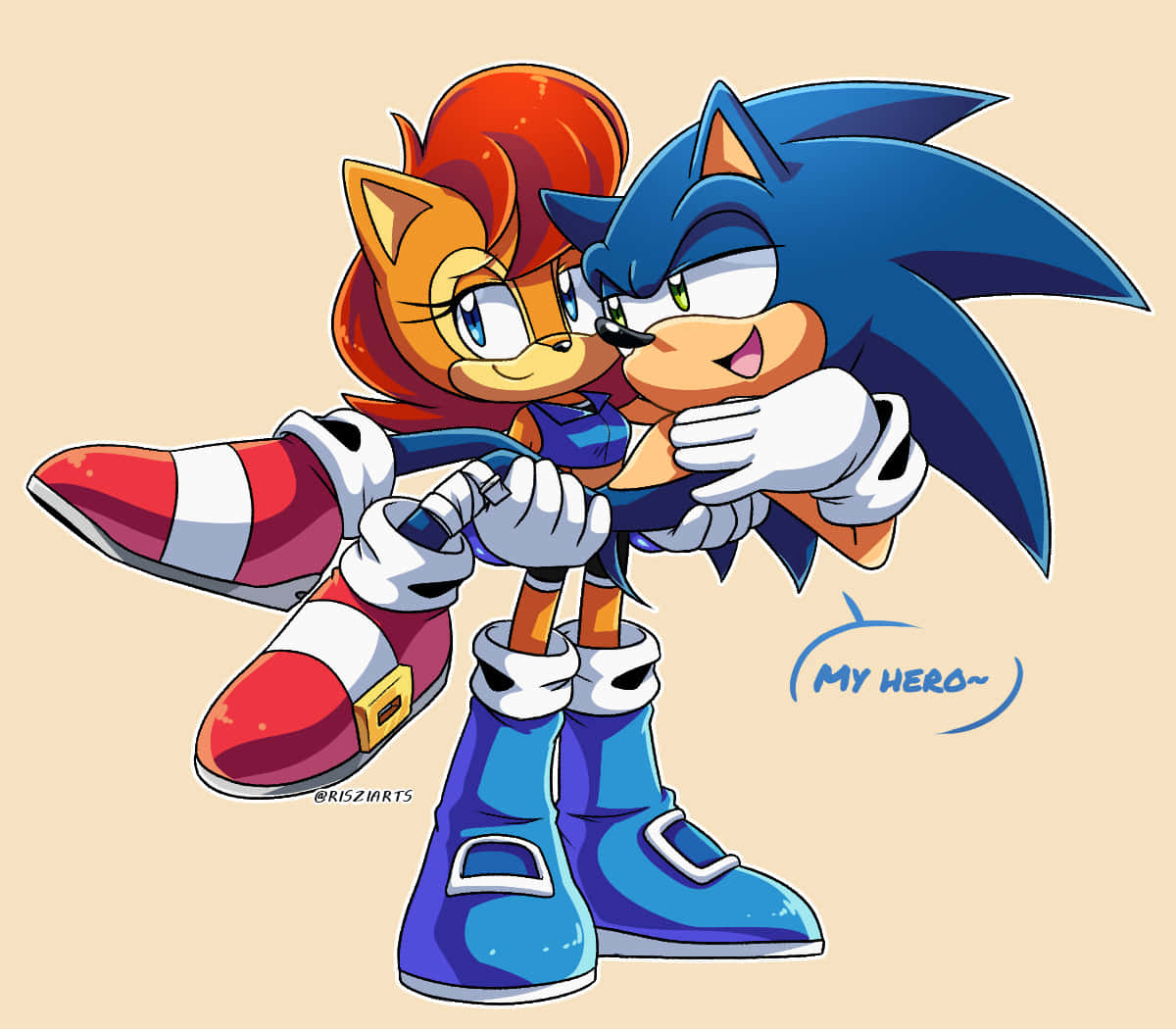 Sonic And Sally Enjoying A Heartfelt Moment Together. Wallpaper