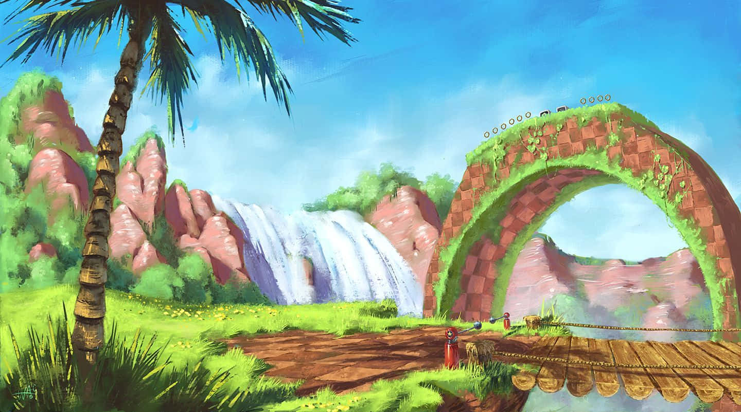 Sonic Green Hill Zone Artwork Wallpaper