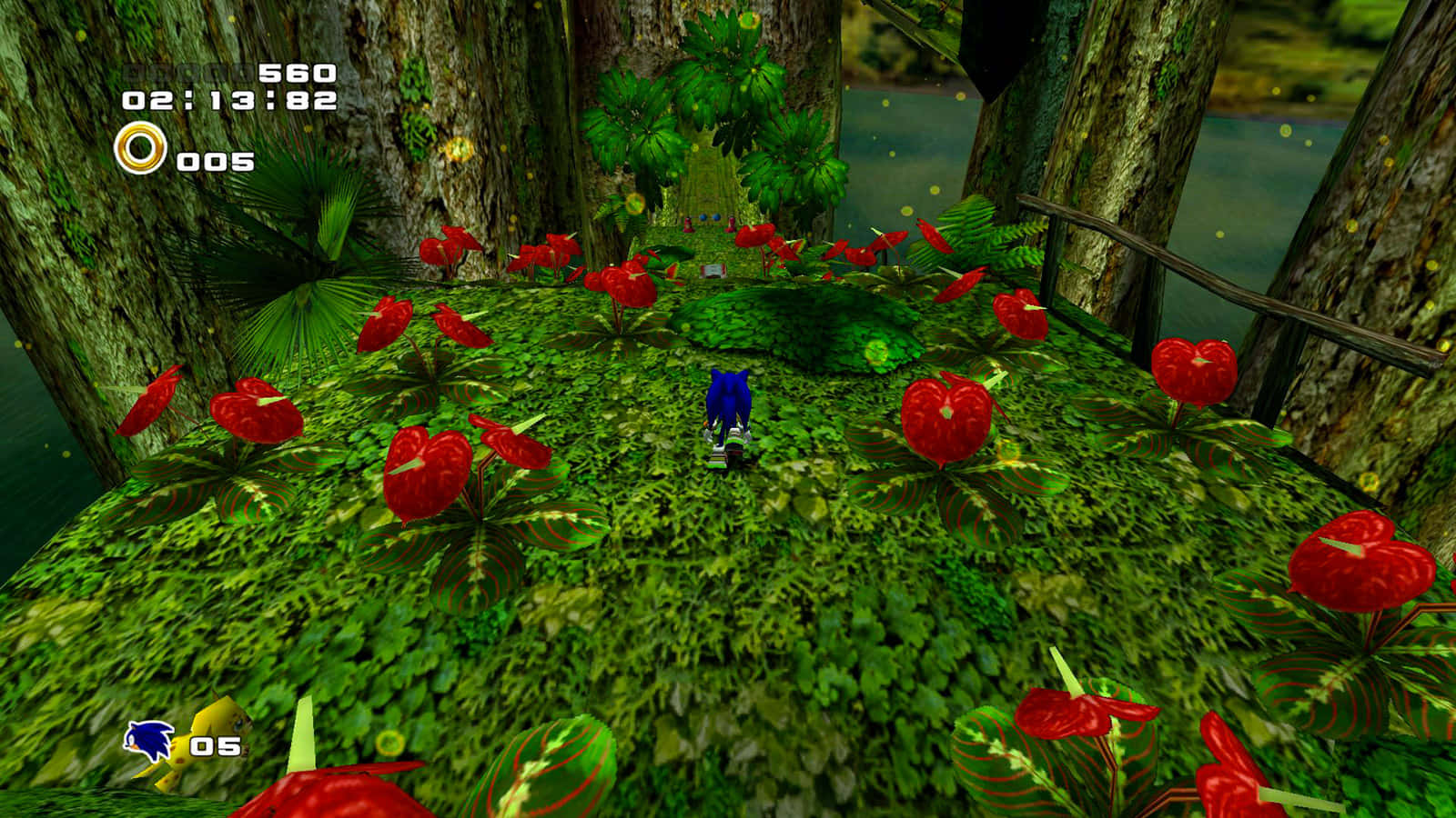 Sonic In The Vibrant Green Forest Wallpaper