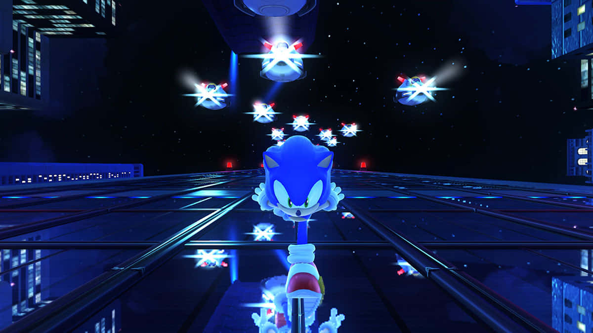 Sonic Speedster Nighttime Cityscape Wallpaper