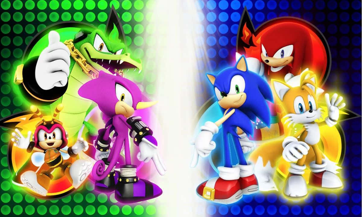 Sonic The Hedgehog And Friends In Action Wallpaper