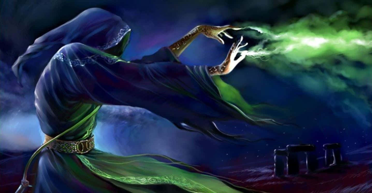 Sorcerer Wielding Powerful Magic Wallpaper