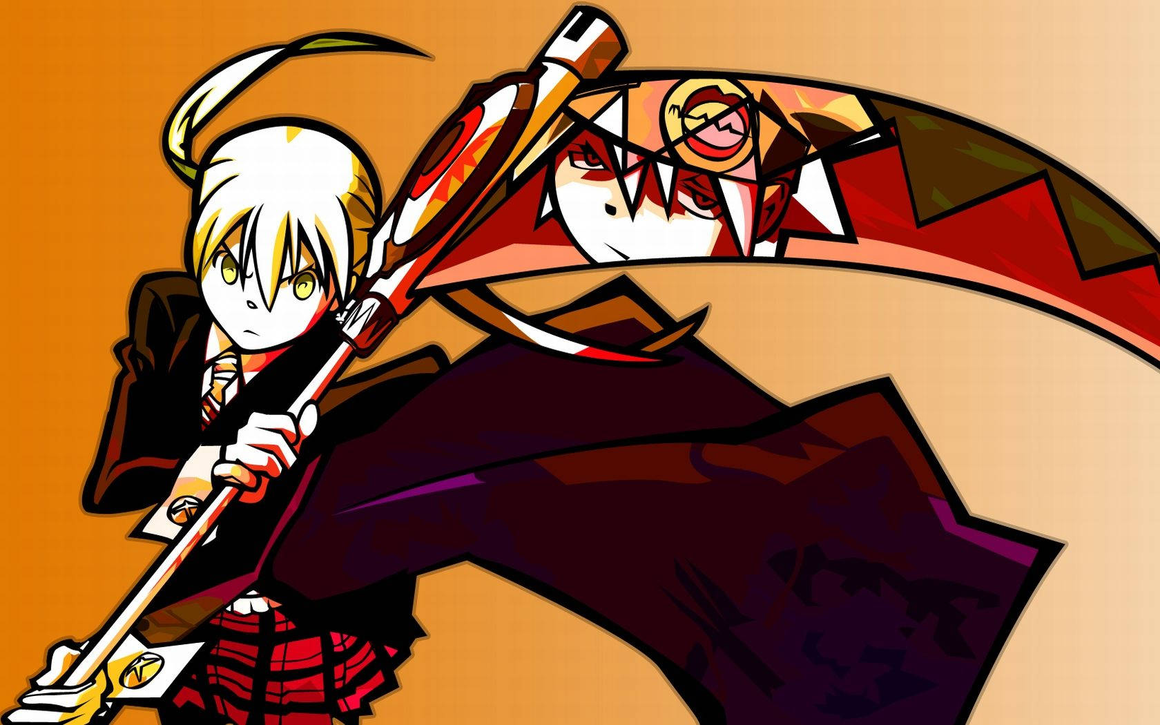 Soul Eater Maka And Soul Orange Wallpaper