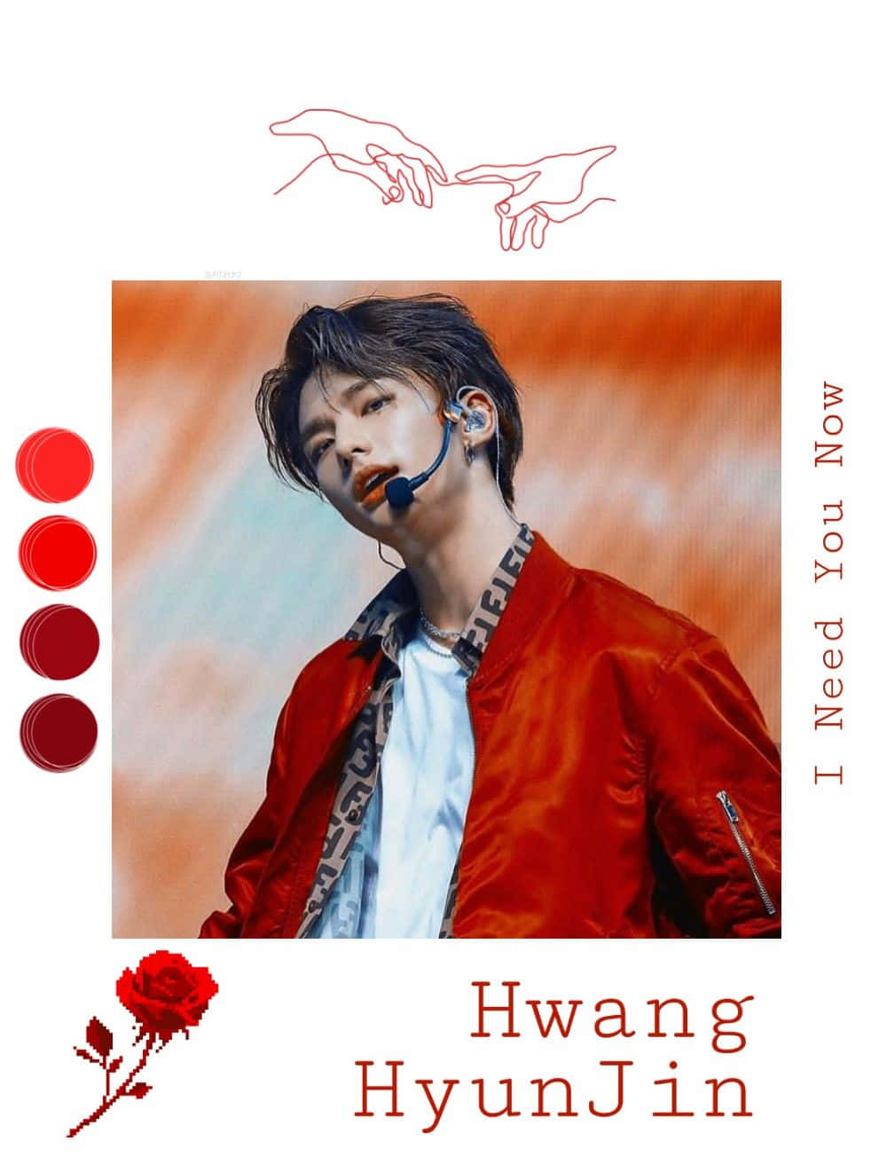 South Korean Singer Hyunjin Wearing A Red Jacket Wallpaper