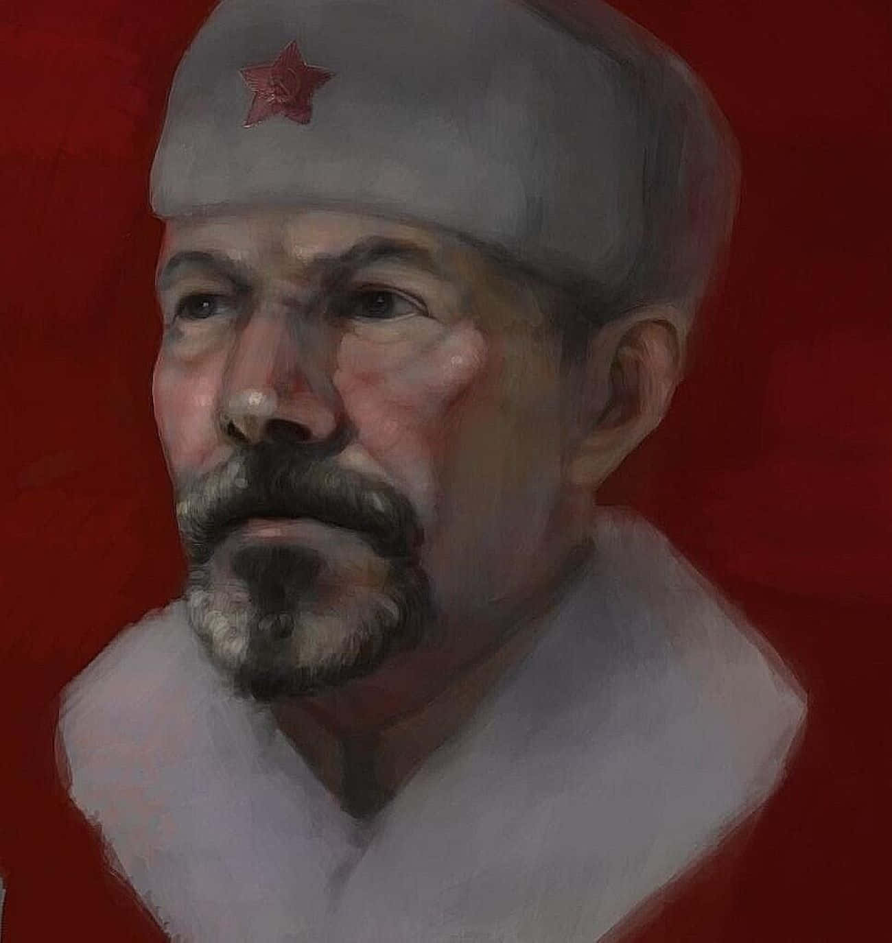 Soviet_ Officer_ Portrait_ Painting Wallpaper