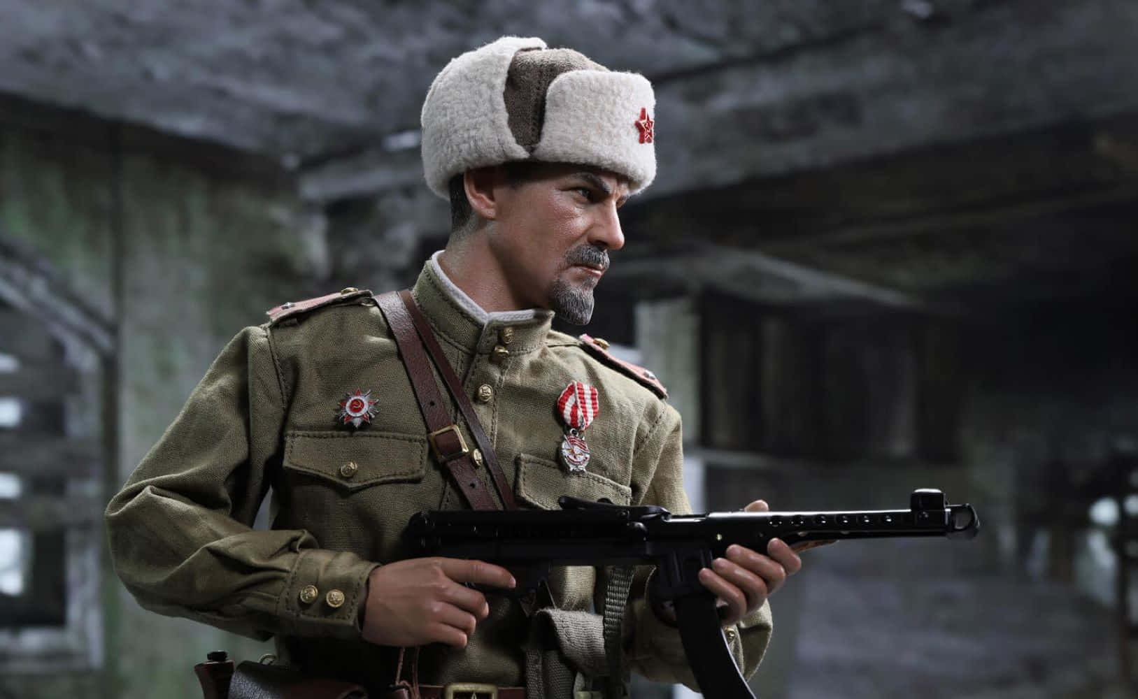 Soviet_ Soldier_with_ P P S H41 Wallpaper