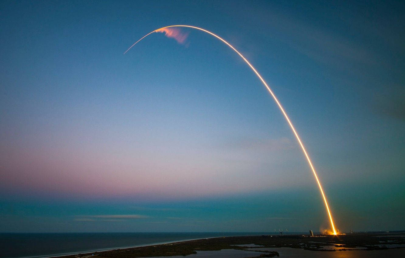 Spacex Falcon Heavy Long Exposure Wallpaper