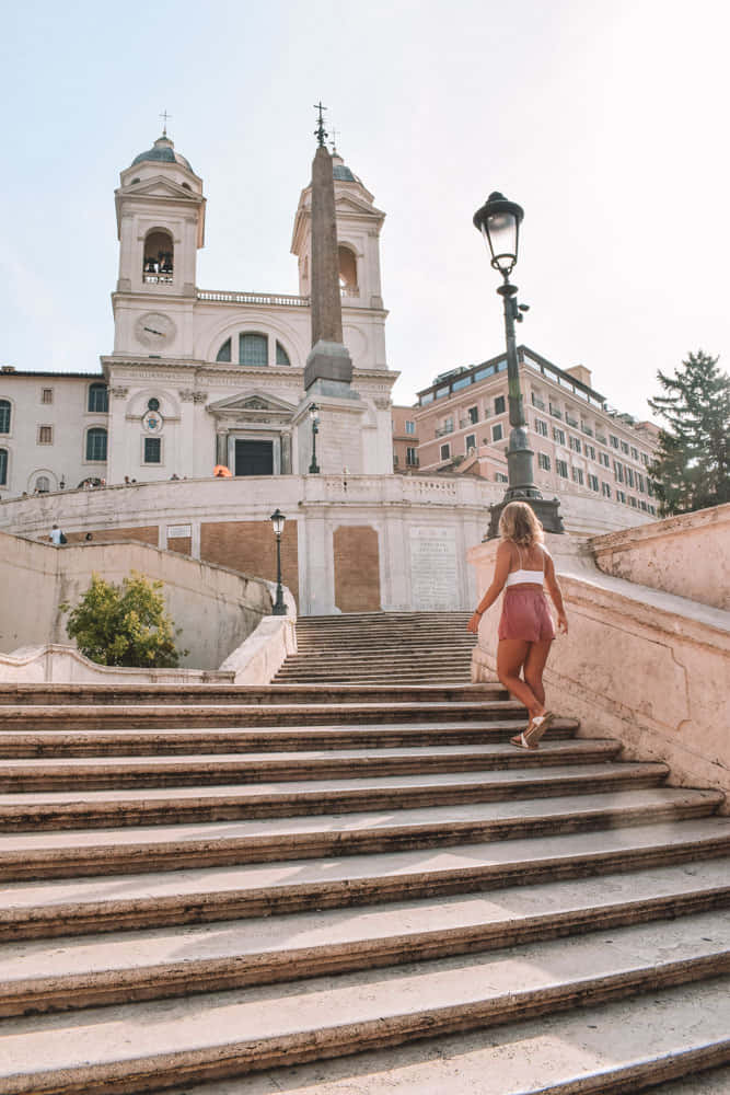 Spanish Steps Monument Woman Wallpaper