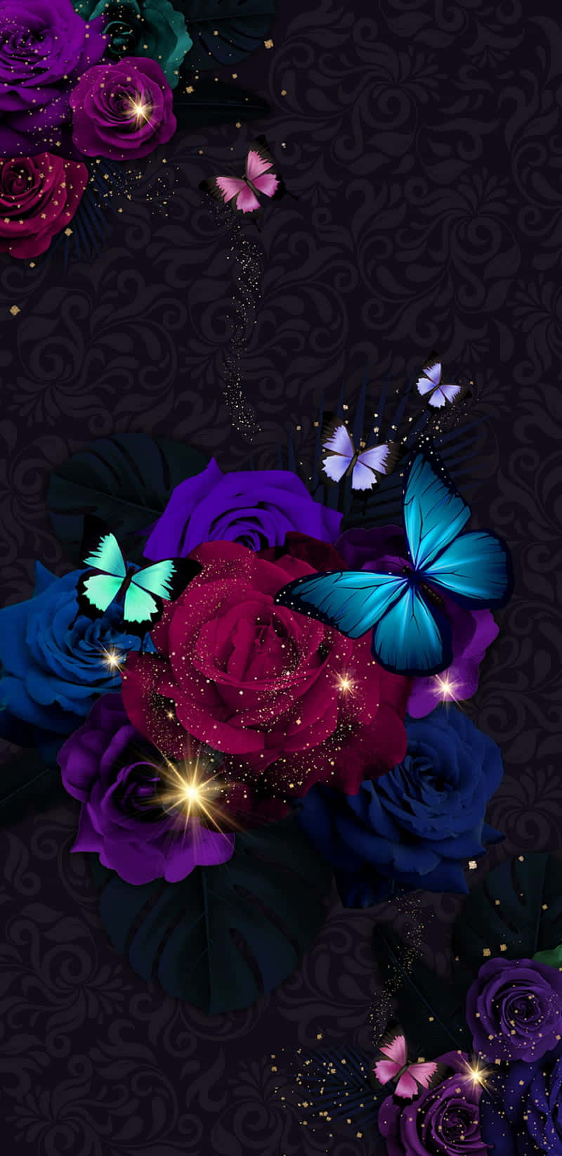 Sparkling Floraland Butterflies Vertical Wallpaper Wallpaper