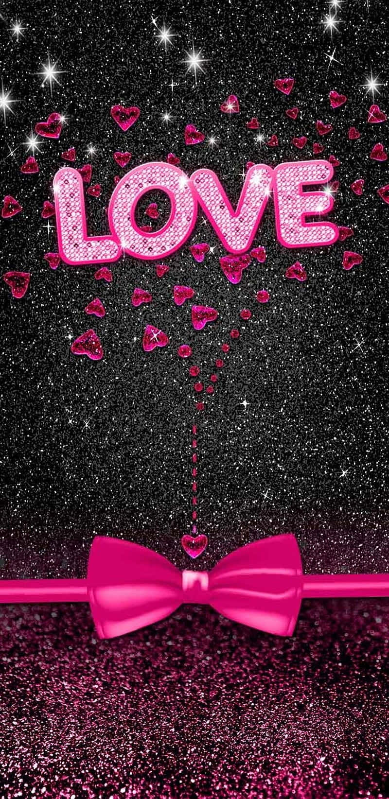 Sparkling Love Glitter Bow Wallpaper Wallpaper