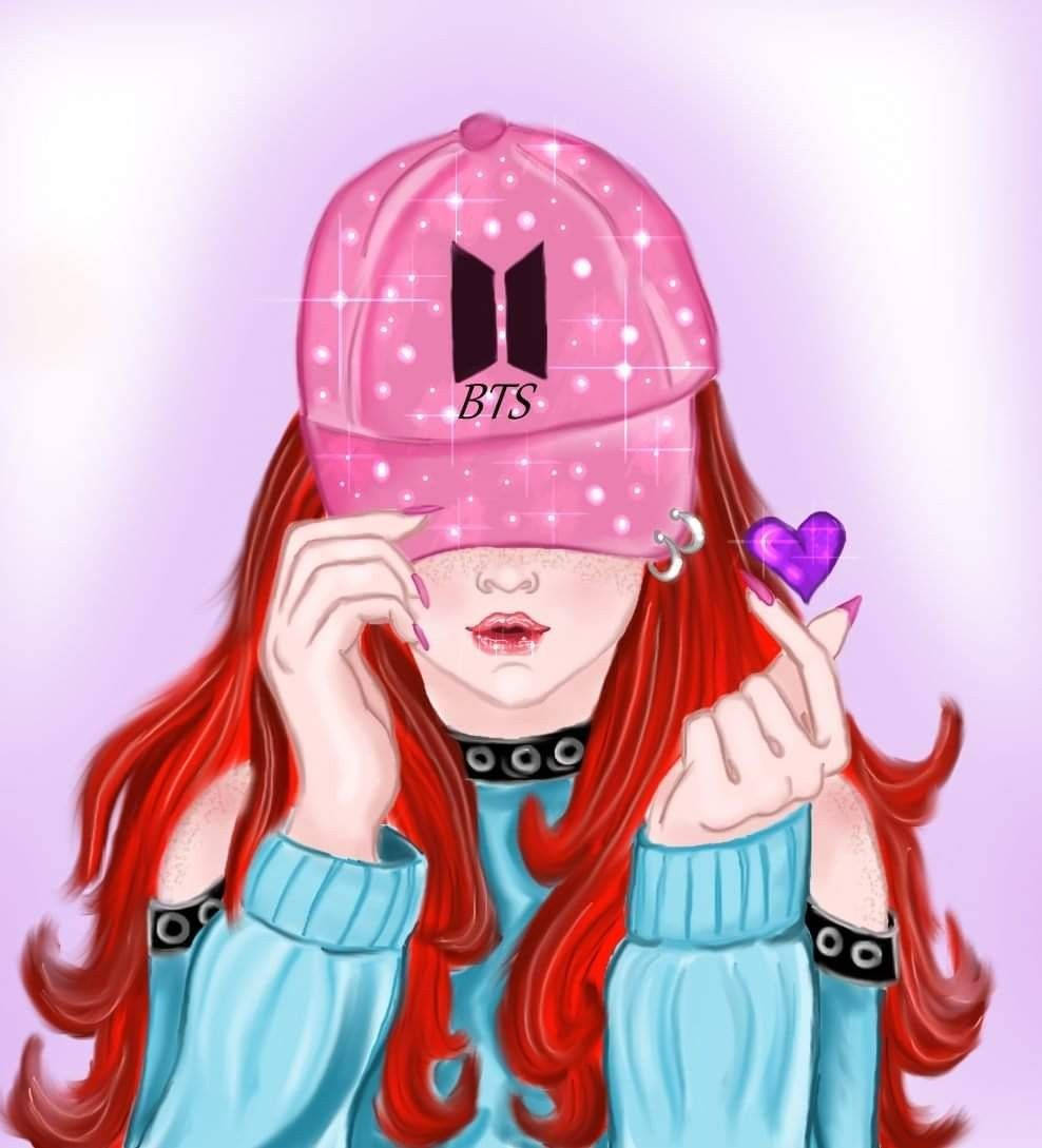 Sparkling Pink Cap Bts Army Girl Wallpaper