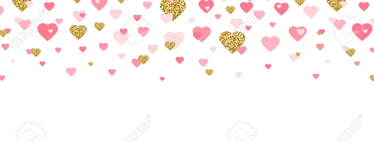 Sparkling Pink Hearts Against A Black Background, Creating A Mesmerising Effect Wallpaper