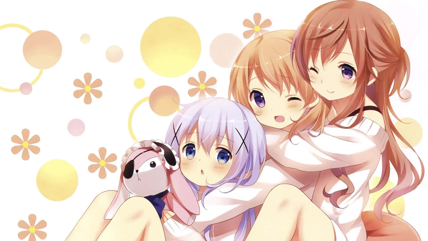 Spectacular Digital Artwork Of Anime Cute Sisters Wallpaper