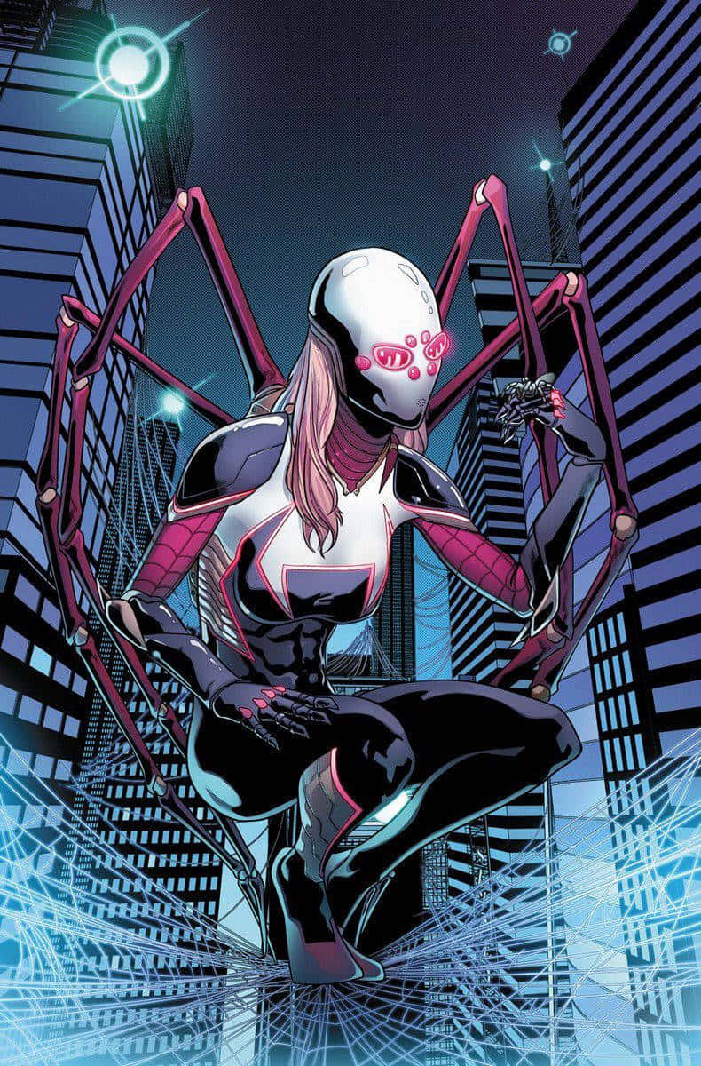 Spider Gwen Perchedin Cityscape Wallpaper