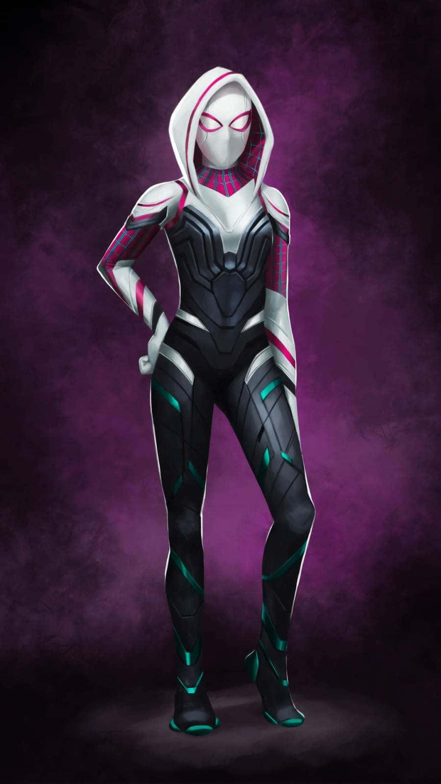 Spider Gwen Stylish Hero Pose Wallpaper