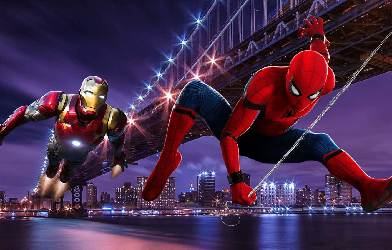 Spider Man And Iron Man In Epic Alliance Wallpaper