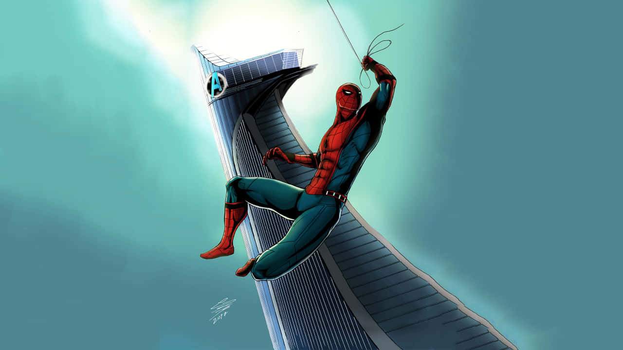 Spider-man Swinging Through The City Wallpaper