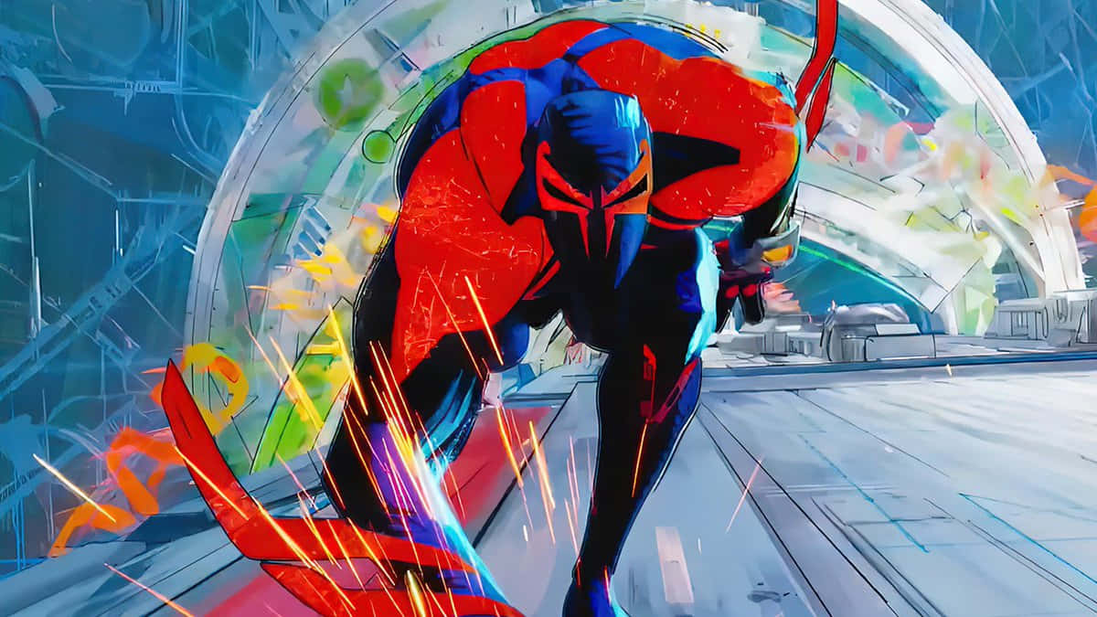 Spider Man2099 Action Pose Wallpaper