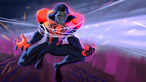 Spider Man2099 Swinging Action Wallpaper