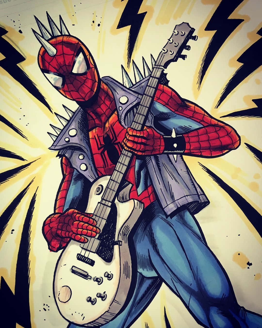 Spider Punk Rocking Out Wallpaper