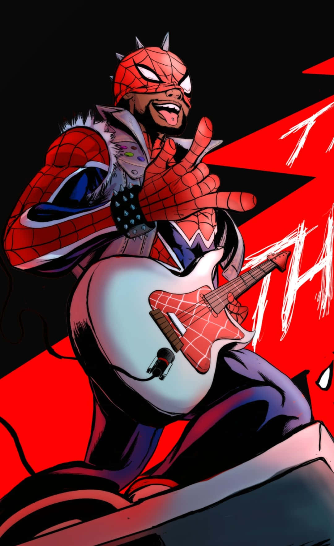 Spider Punk Rocking Out Wallpaper