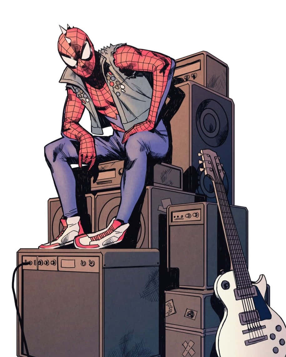 Spider Punk Rocking Out Illustration Wallpaper