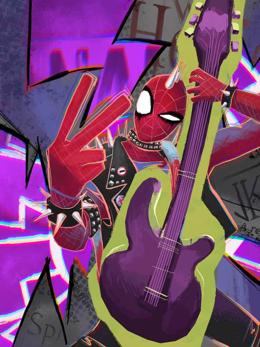 Spider Punk Rocking Out Wallpaper