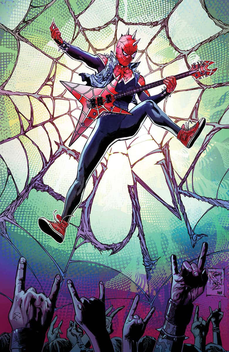 Spider Punk Rocking Out Wallpaper