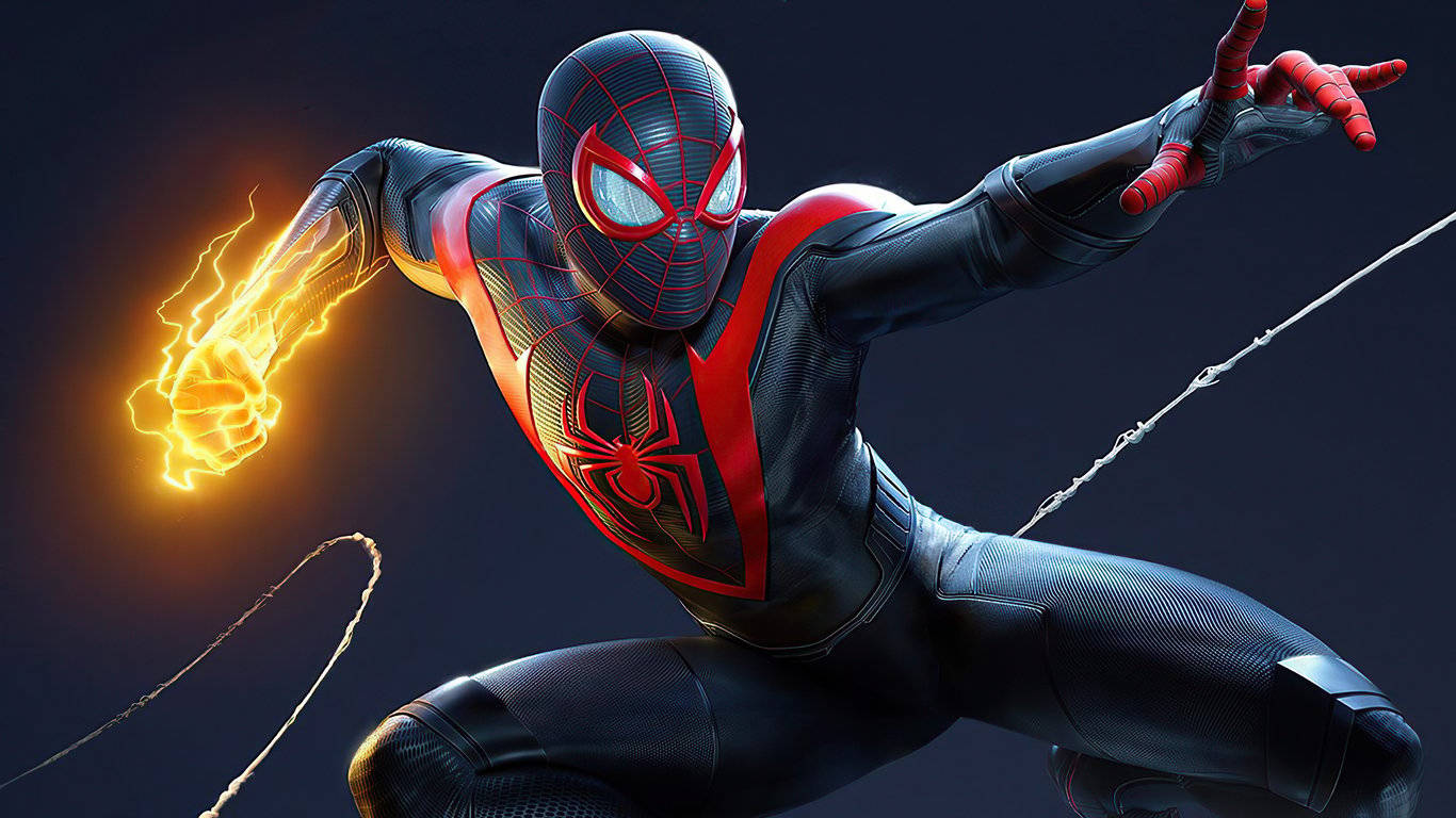 Spiderman 1366x768 Fire Wallpaper