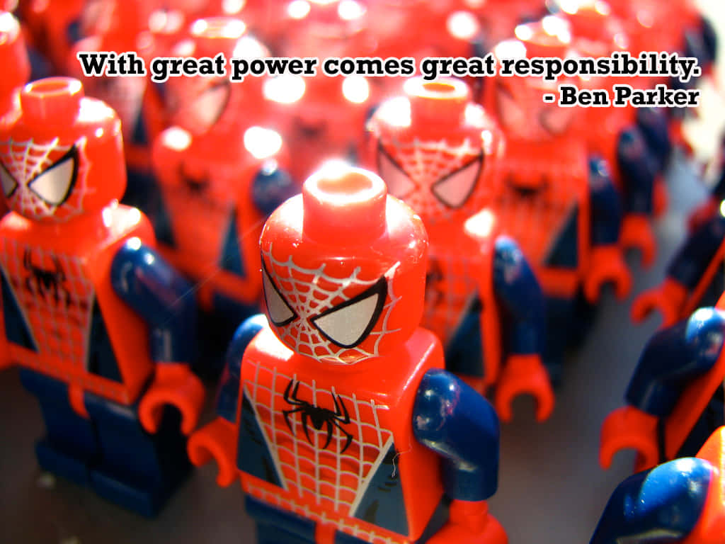 Spiderman Lego Army With Quote Wallpaper