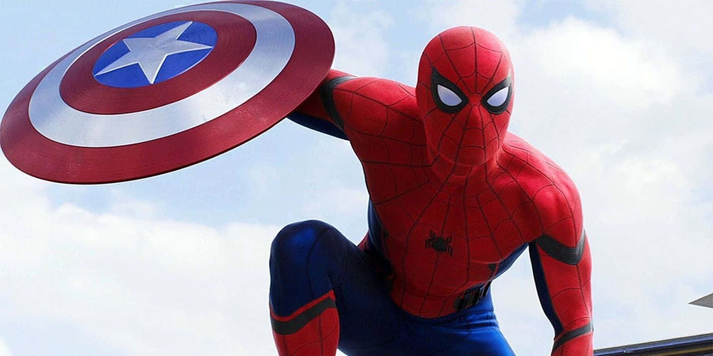 Spiderman Pfp With Captain America's Shield Wallpaper