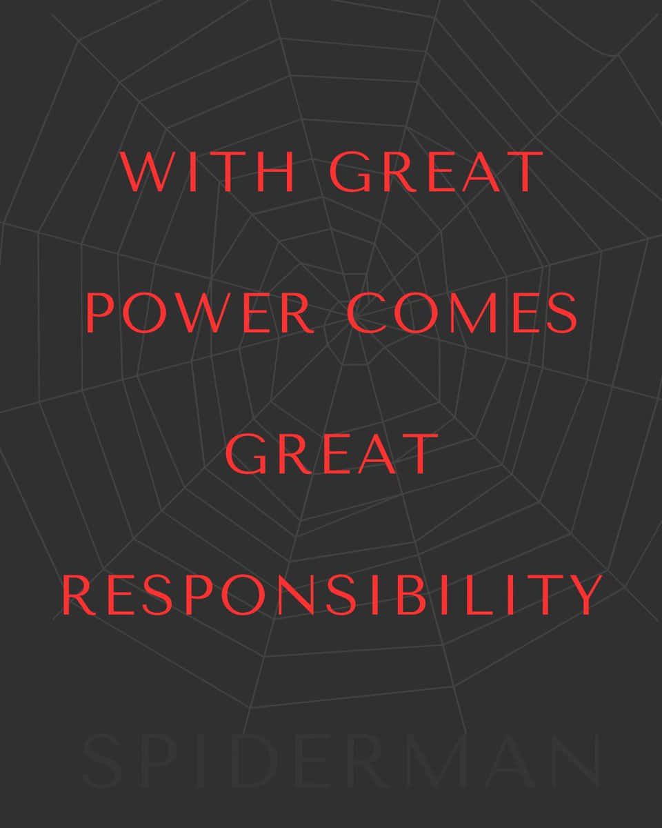 Spiderman Power Responsibility Quote Wallpaper