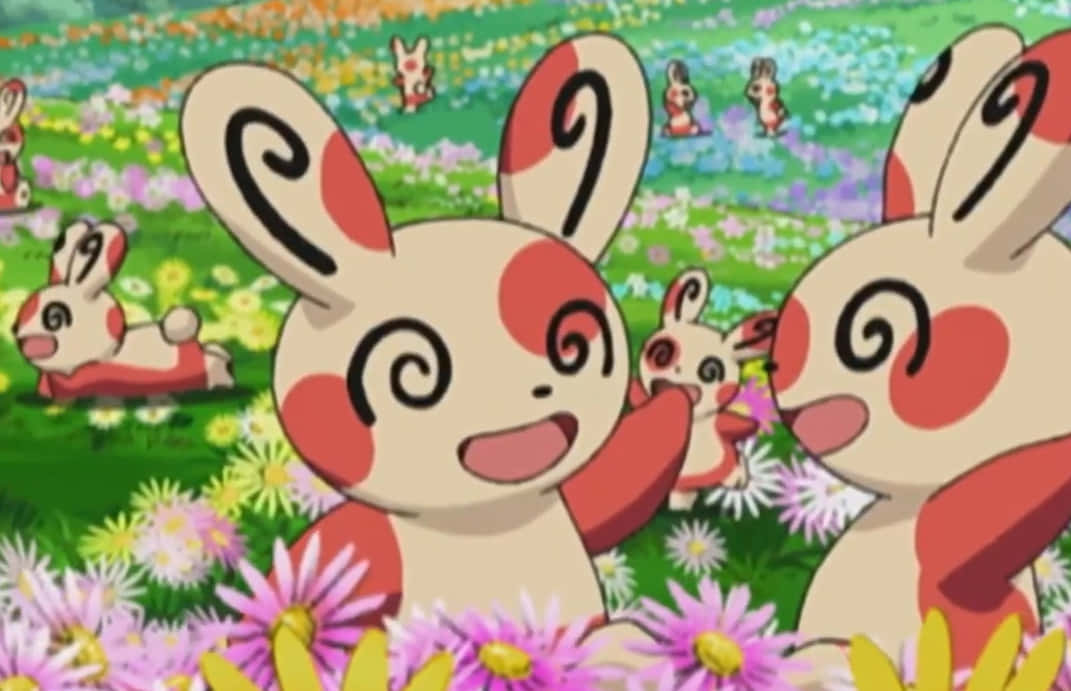 Spinda Enjoying A Day In The Flower Field Wallpaper