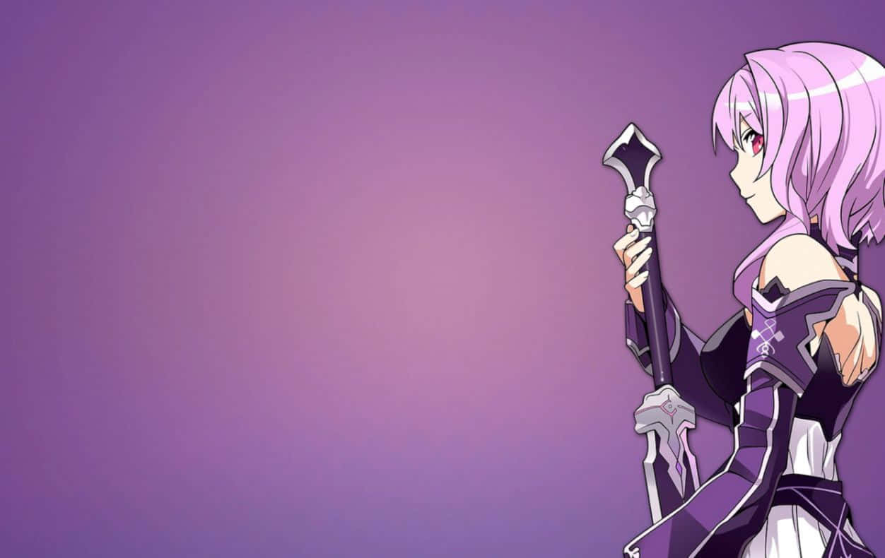 Spirited Purple Anime Girl Wallpaper