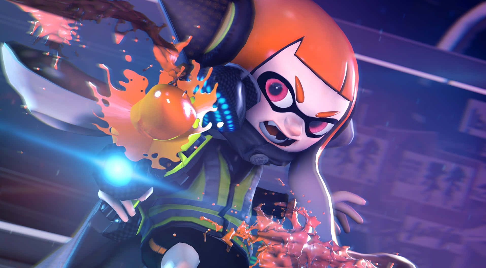 Splatoon3 Inkling Action Shot Wallpaper