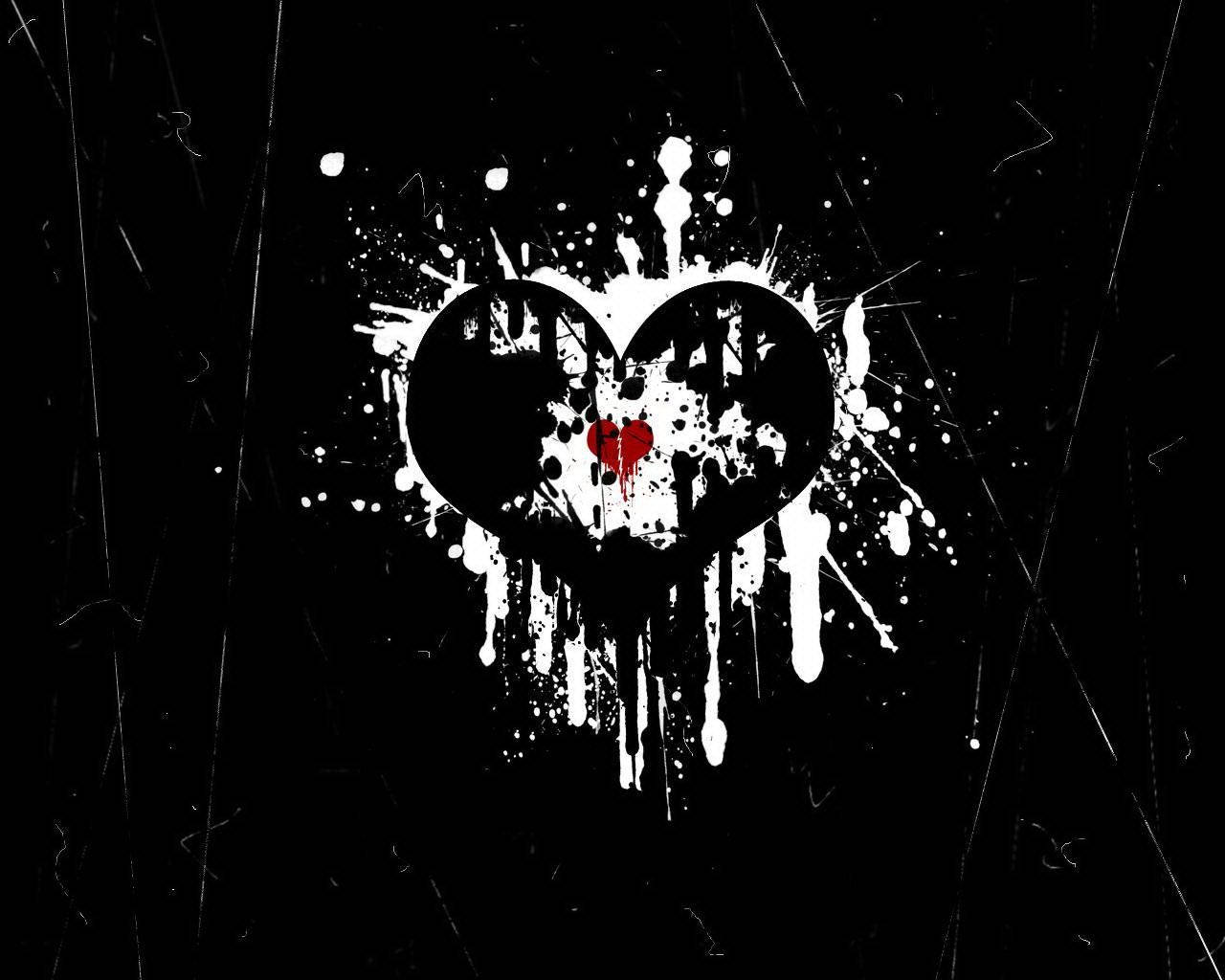 Splattered Paint Black Love Wallpaper