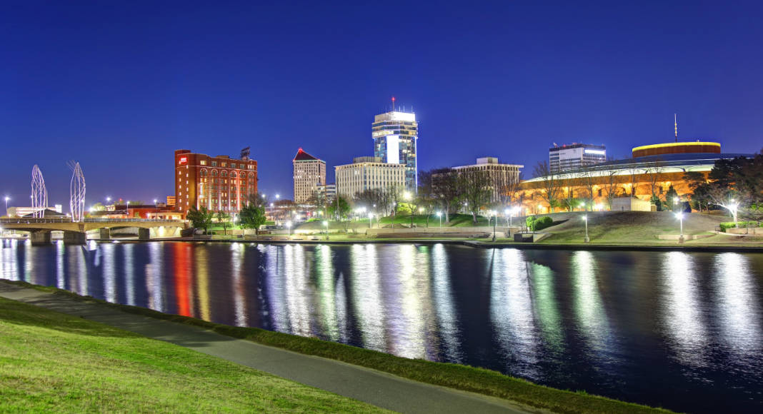 Splendor Of The Lights In Wichita's Buildings Wallpaper