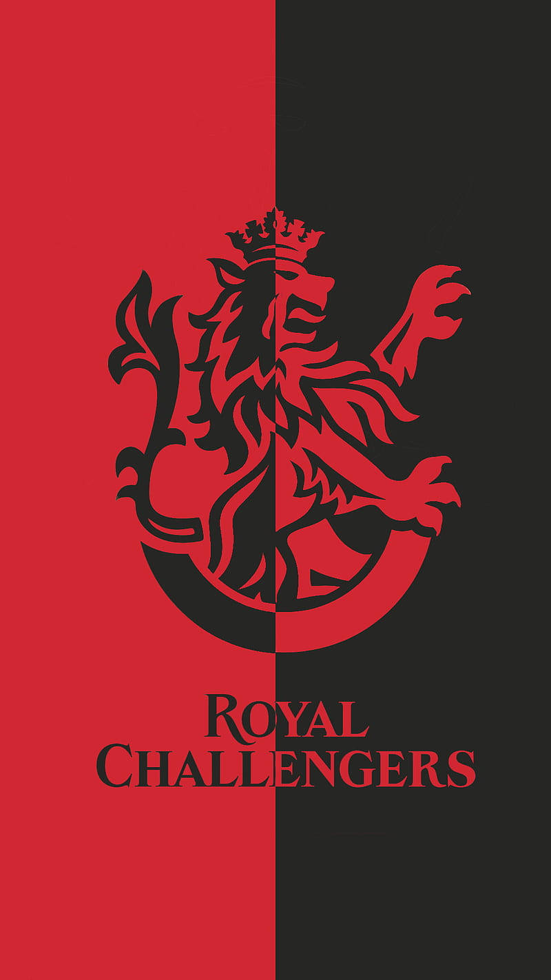 Split Red And Black Rcb Team Logo Wallpaper