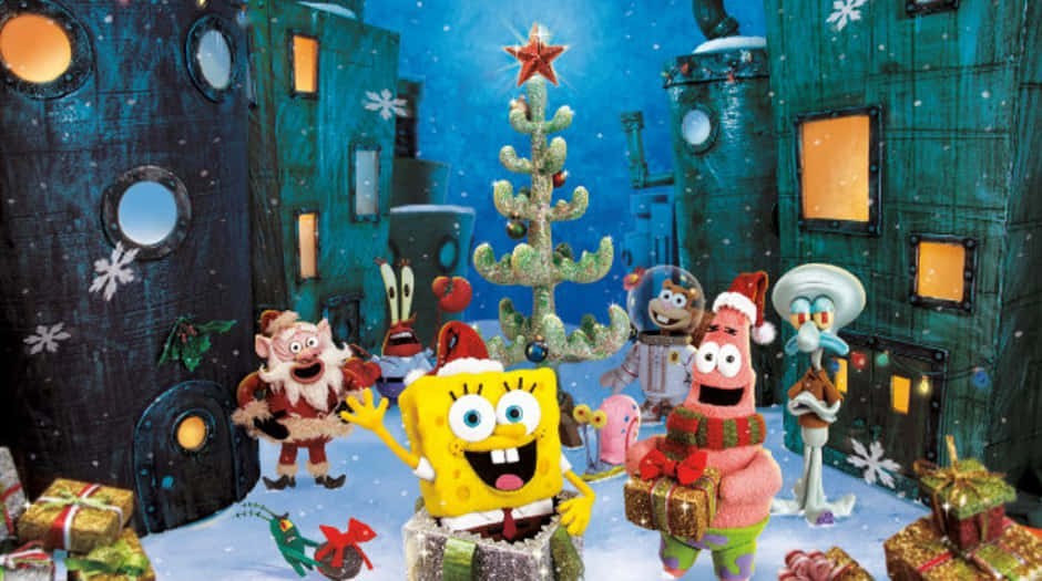 Sponge Bob Christmas Celebration Wallpaper