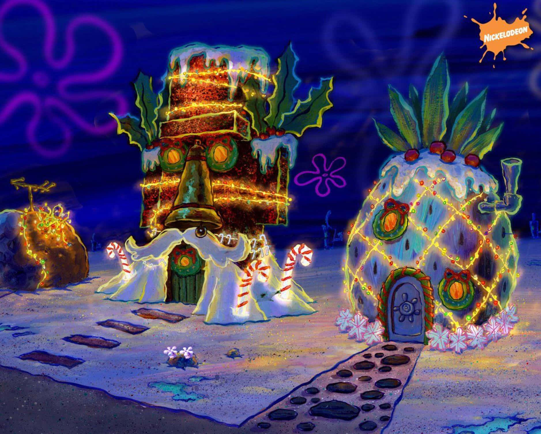 Sponge Bob Christmas Underwater Decorations Wallpaper