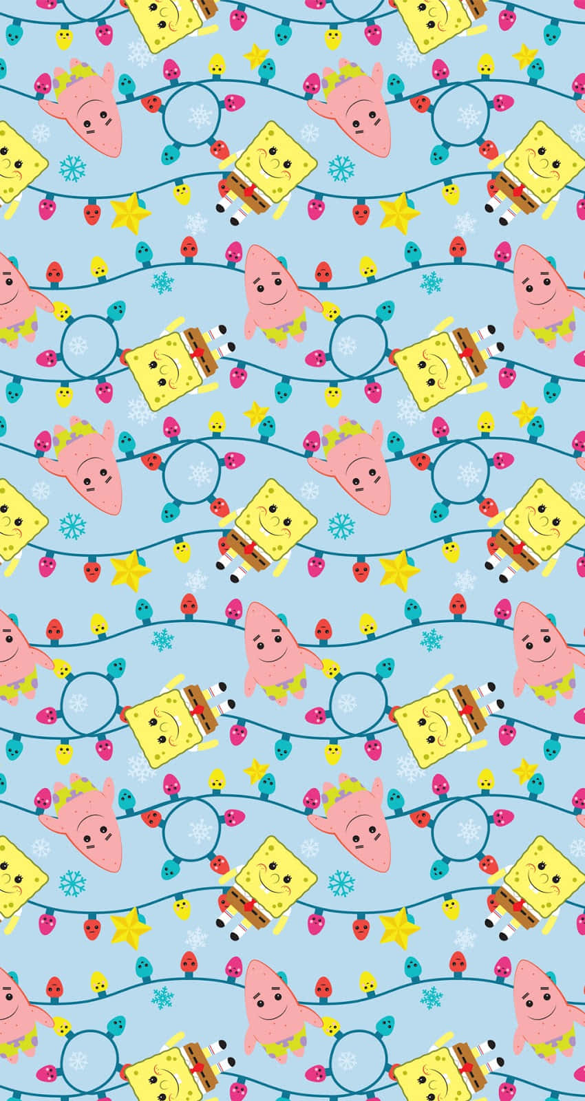 Sponge Bob Patrick Christmas Pattern Wallpaper