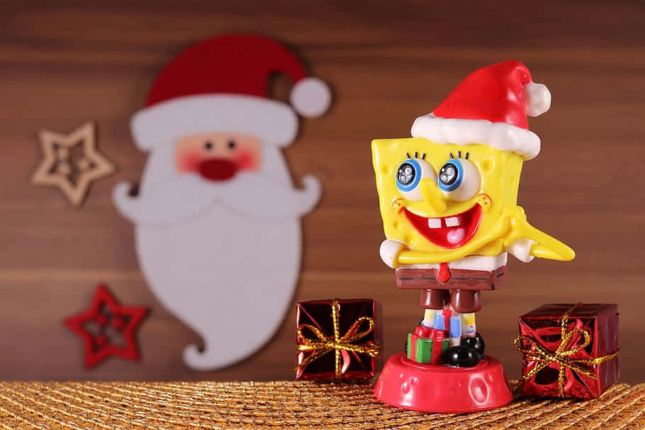 Sponge Bob Santa Holiday Decoration Wallpaper