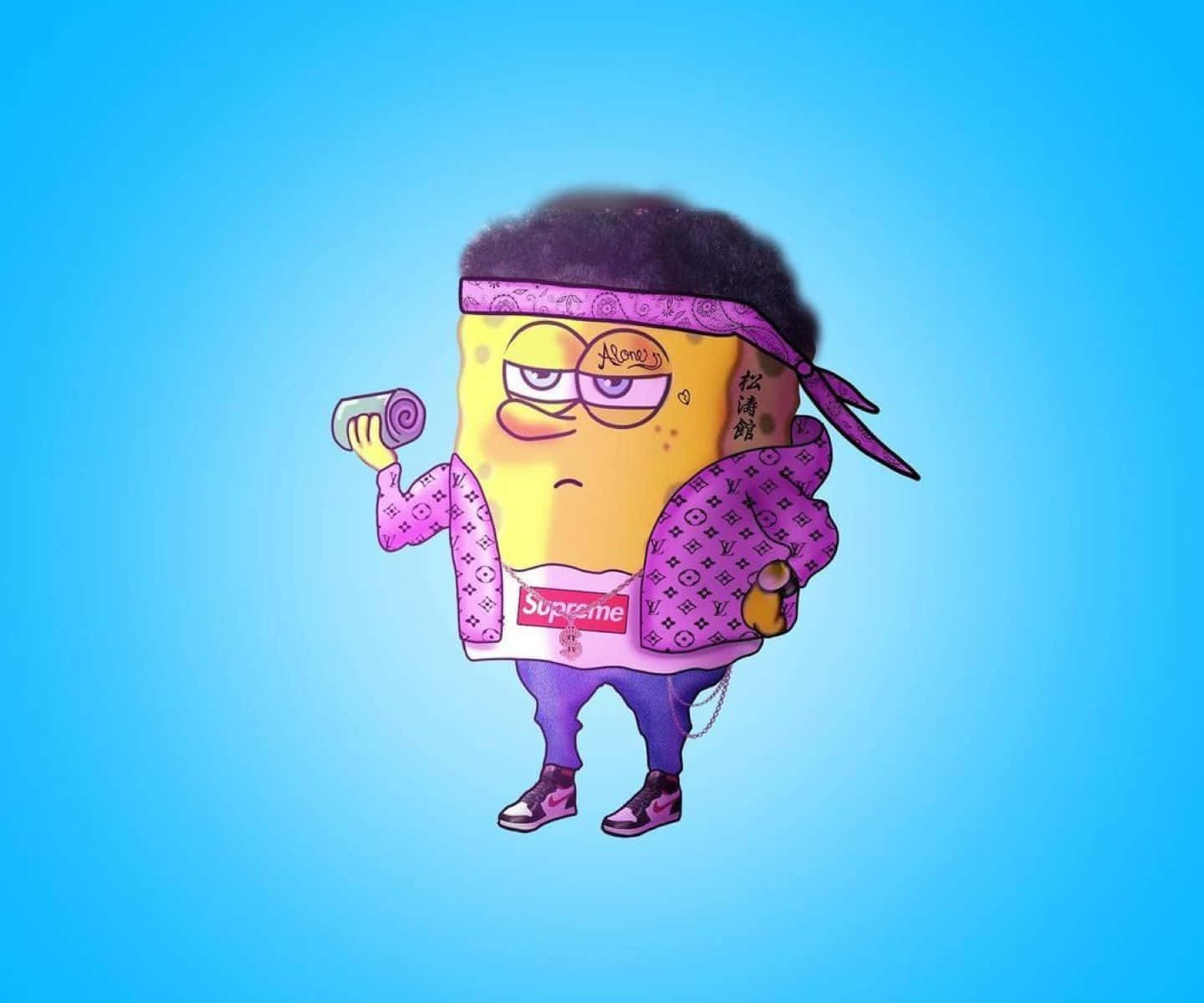 Sponge Bob Supreme Crossover Artwork Wallpaper